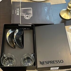 Nespresso 2 view lungo Cups and Saucers set! New gift set espresso latte cups